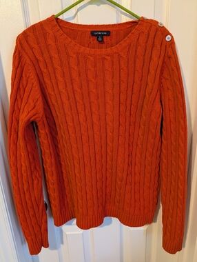 Lands' End Women’s Rust Cable Knit Sweater, Size L